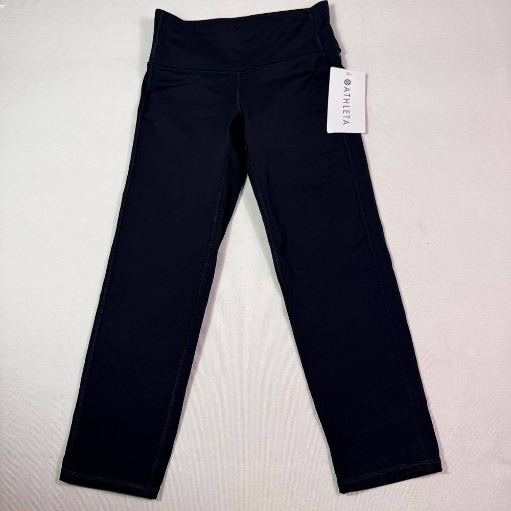 Athleta Chaturanga Capri XS Black High Rise Wicking Activewear Leggings 816130 - Picture 3 of 13